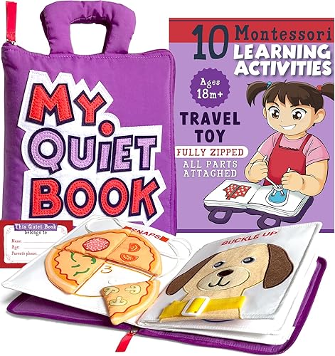 My Quiet Book - Juguetes Montessori para niños de 1 a 3 años con 10 actividades, libro ocupado para niños pequeños de 1 a 3, juguetes de viaje para