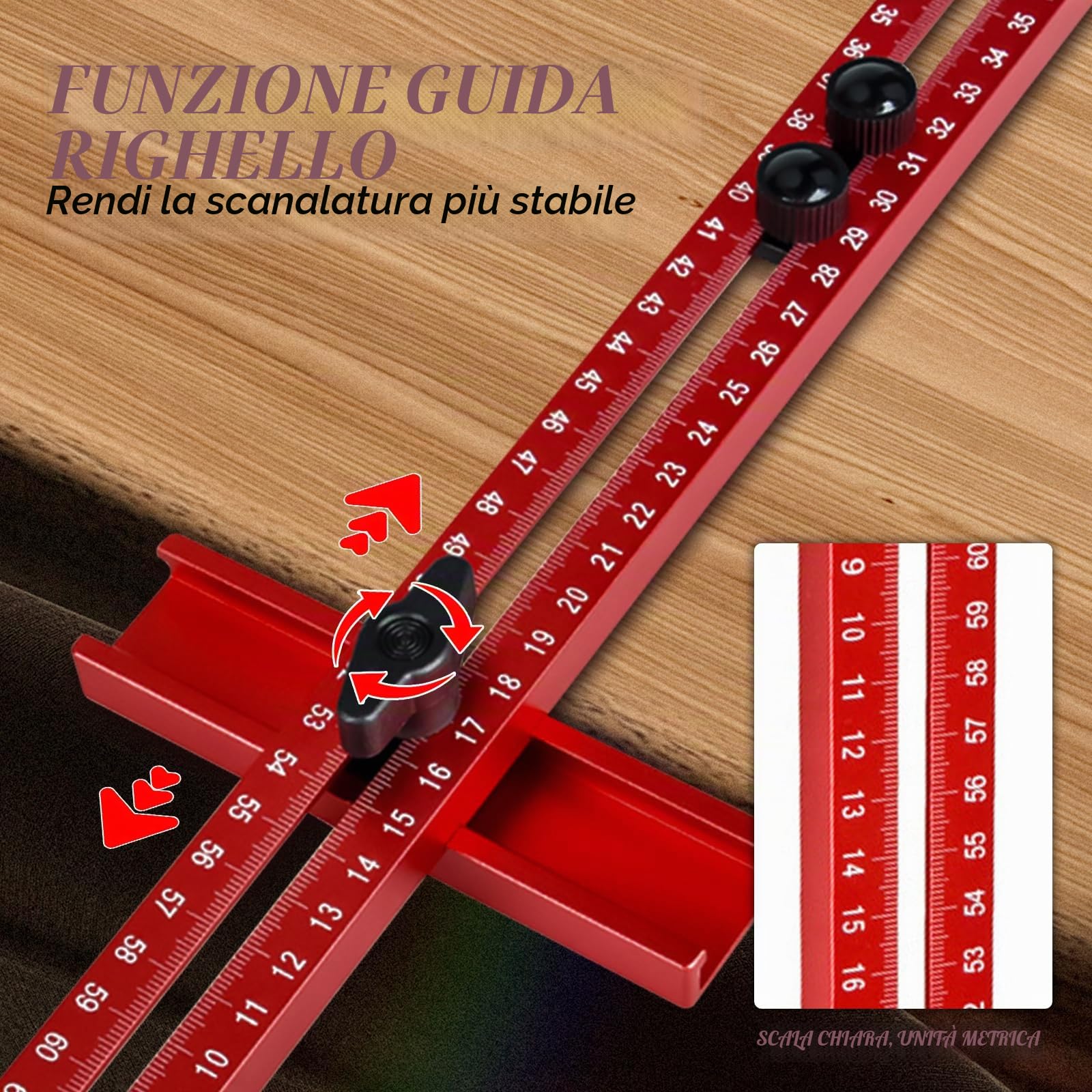 4 in 1 Staffa per scanalatura di fresatura del router, Maschera di taglio circolare del router metrico MM, Maschera hardware per armadio per strumento router, Maschera router multifunzionale