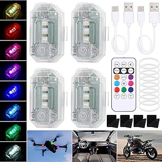 JIZZU Luces Led Coche, 4Pcs Luces Estroboscópicas de 8 Colores USB Recargable, Impermeable Inalámbrico de Alta Luminosid...