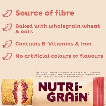Kellogg's Nutri-Grain Strawberry Breakfast Bakes Cereal Bars 6x37g 222g (Pack of 4)