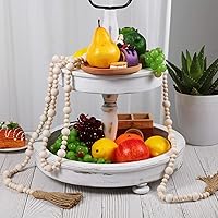 Vista 6 de Jetec - Guirnaldas de cuentas de madera de 7,9 pies con borlas, adornos colgantes navideños de estilo boho, decoración rústica de granja para mesa