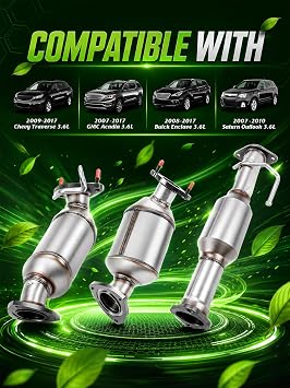 High Flow Front Catalytic Converter Kit Direct-Fit Chevy Traverse 2009-2017 GMC Acadia 2007-2017 Buick Enclave 2008-2017 Saturn Outlook 2007-2010 3.6L