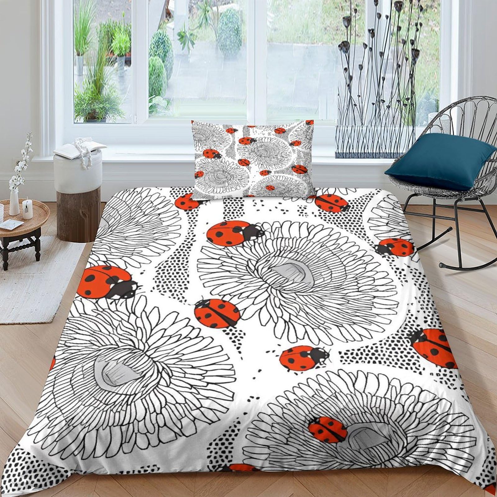 Housse de couette coccinelle tachetée housses de couettes lit single 3D
