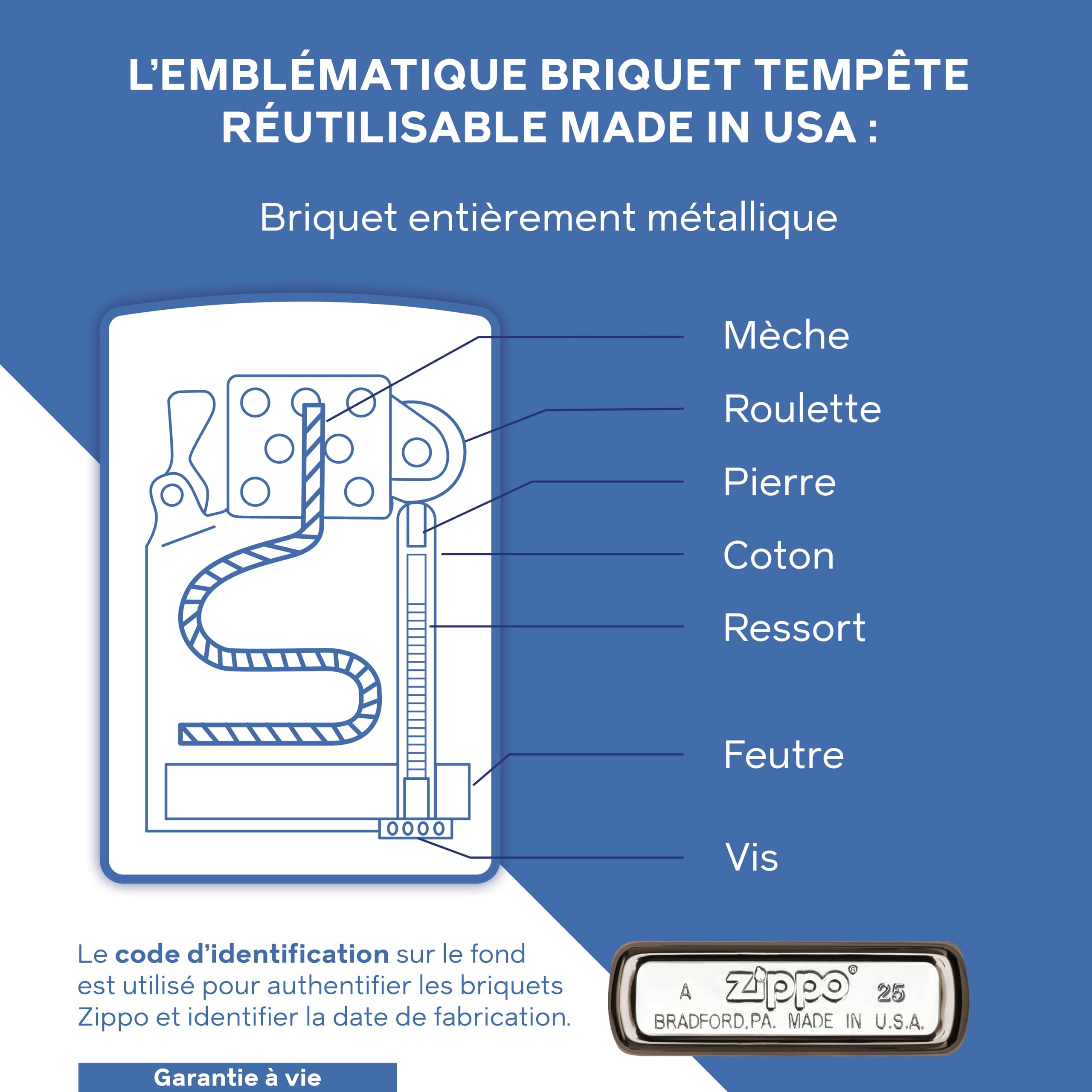 Zippo Briquet Tempête - Design Bob Marley en Deux Tons Laser avec Finition Black Ice - Rechargeable - Réutilisable - Design Coupe-Vent - Coffret Cadeau - Fabriqué aux États-Unis