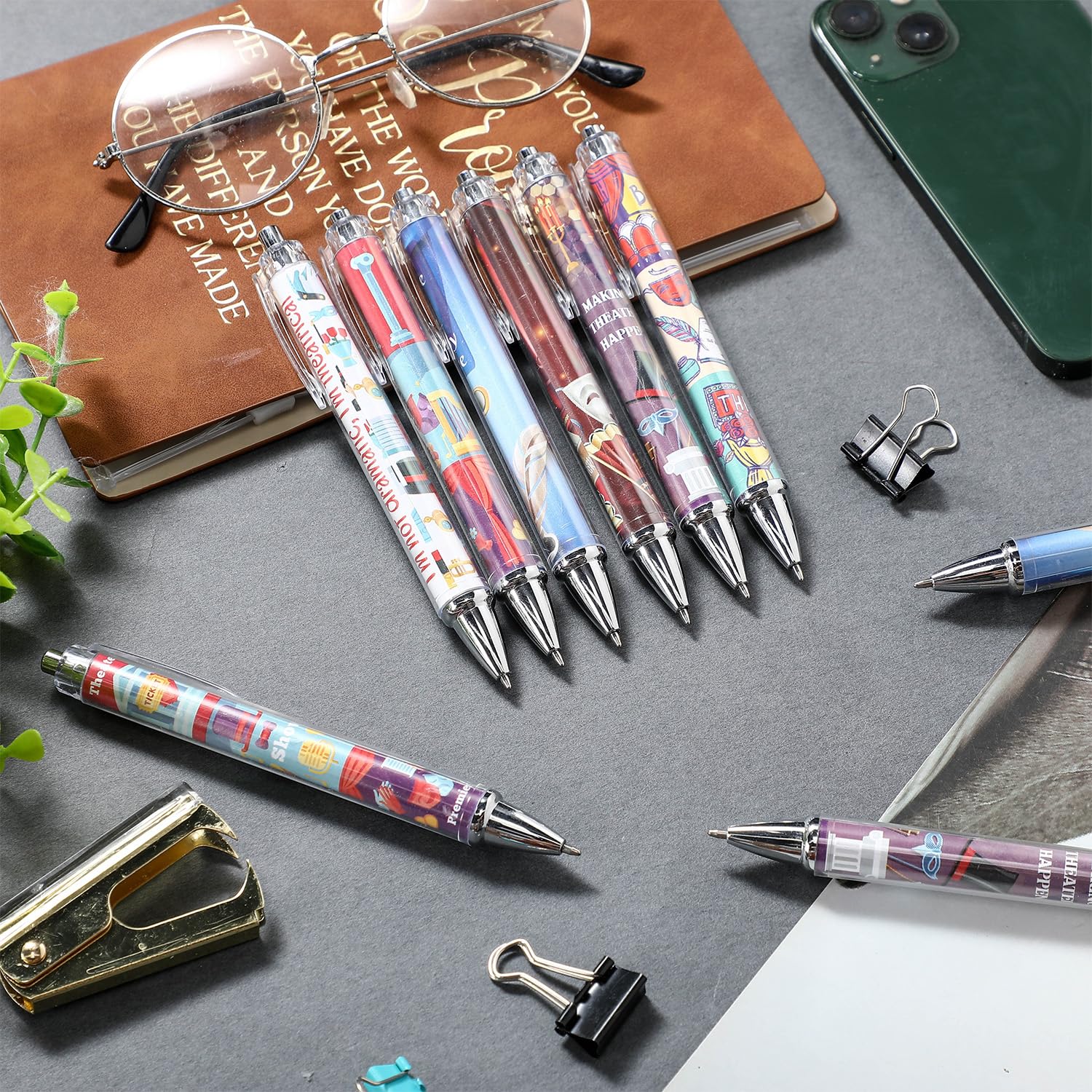 Feifeiya 24 Pack Musical Theater Gifts for Women Men, Ballpoint Pen Set with Quotes, Funny Theater Actor Gifts for Musical Broadway Theatre Lovers Friends, Actors