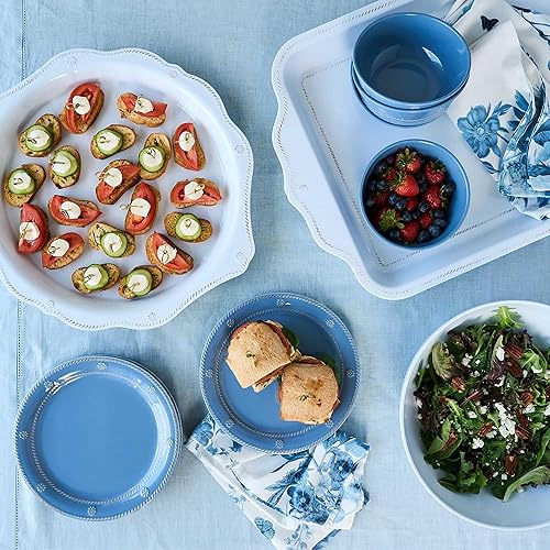 Miniatura 5 de Juliska - Plato de ensalada de melamina de bayas y hilos - Plato de ensalada azul cambray para exteriores - Plato de melamina - irrompible, melamina