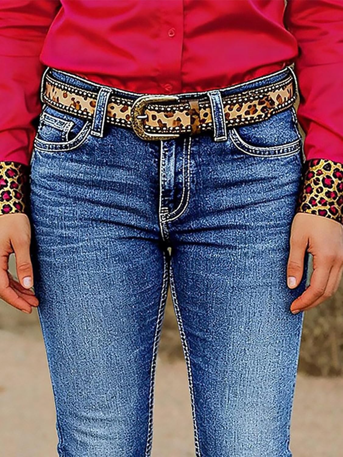 Flamingals Bootcut Jeans for Women Mid Waist Slim Fit Stitch Detail Patched Pocket Boot Cut Denim Jeans Without Belt