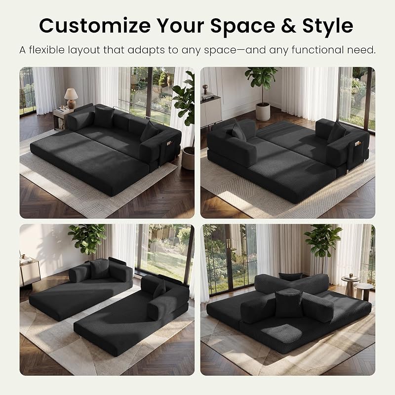 CUBENTE 78.8" Convertible Futon Sofa Bed, Boneless Couch for Living Room image 3