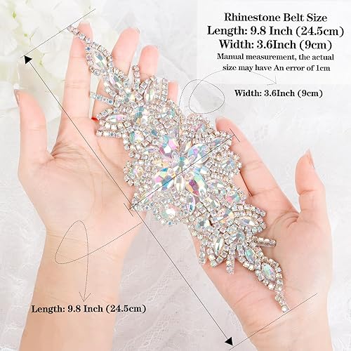 Vista 54 de DUOBAO Rhinestone Pearl Bead Applique Iridescent Rhinestones Appliques for Dresses Vintage Crystal Bridal Sash Wedding Dress Belt