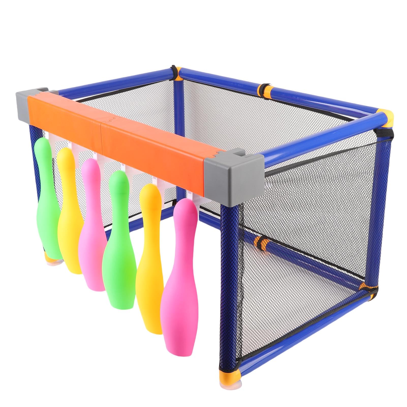 Wakects Set di Giocattoli da Bowling per Palloni da Calcio, Gioco di Bowling per Bambini 2 in 1 in Plastica con 6 Birilli, 2 Palline Illuminate e Porta da Calcio, Giocattolo Sportivo per Interni Ed