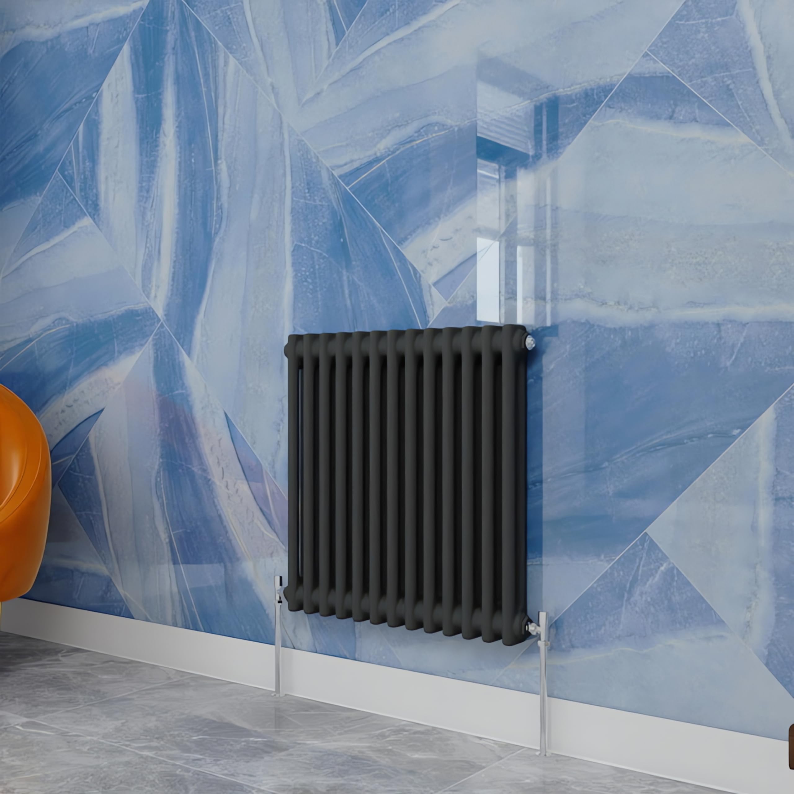 Traditional Household Cast Iron Radiator，Anthracite Horizontal 600X605mm 2 Column Suitable for Multi-Room Central Heating