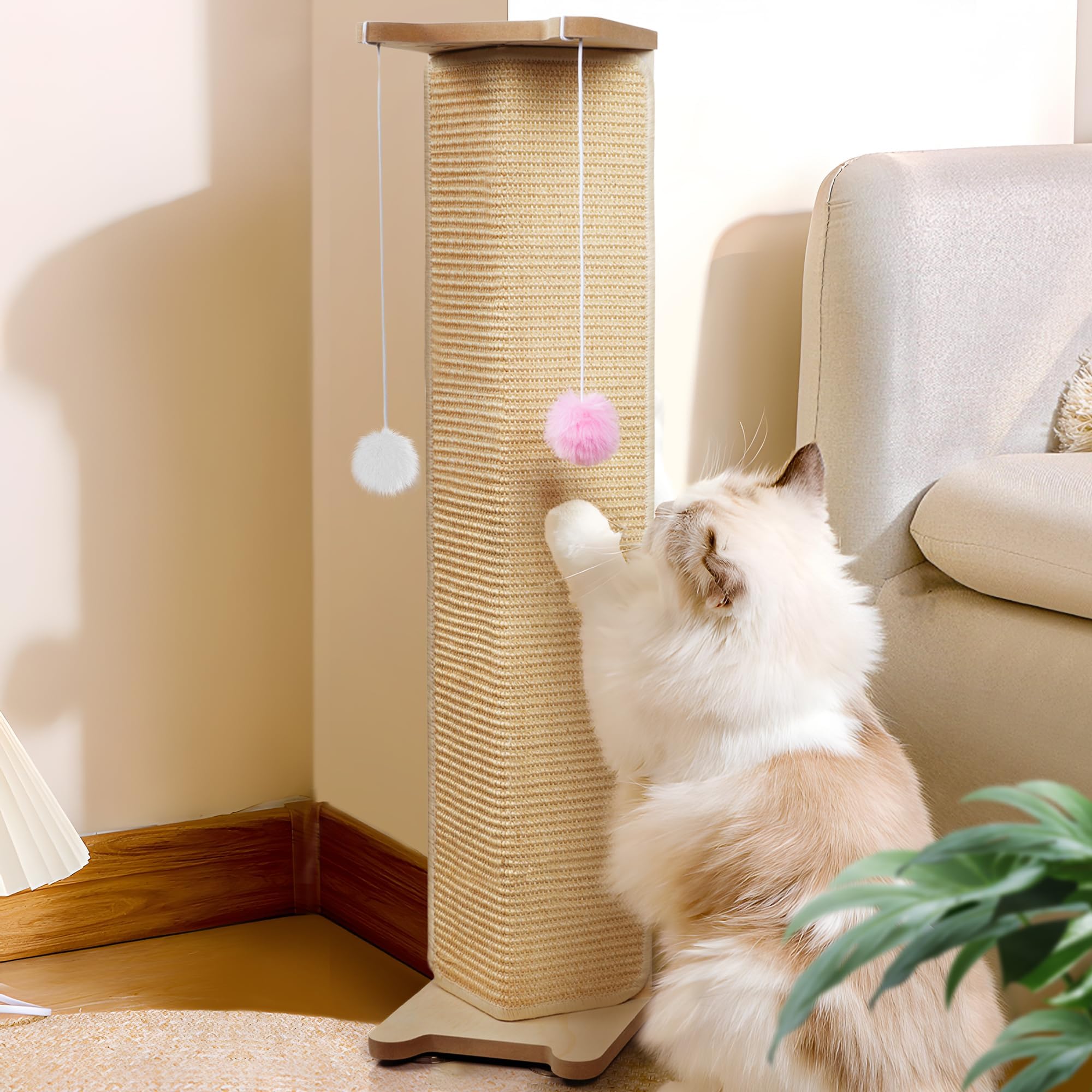 Petour Corner Cat Scratcher, 32.7'' Large Cat Scratching Board On The Sofa Corner