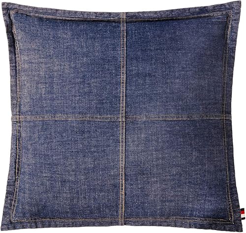 ELEGANT LIFE HOME Juego de 2 fundas de cojín decorativas de 100 % algodón lavado, color azul oscuro, fundas cuadradas suaves de doble costura para