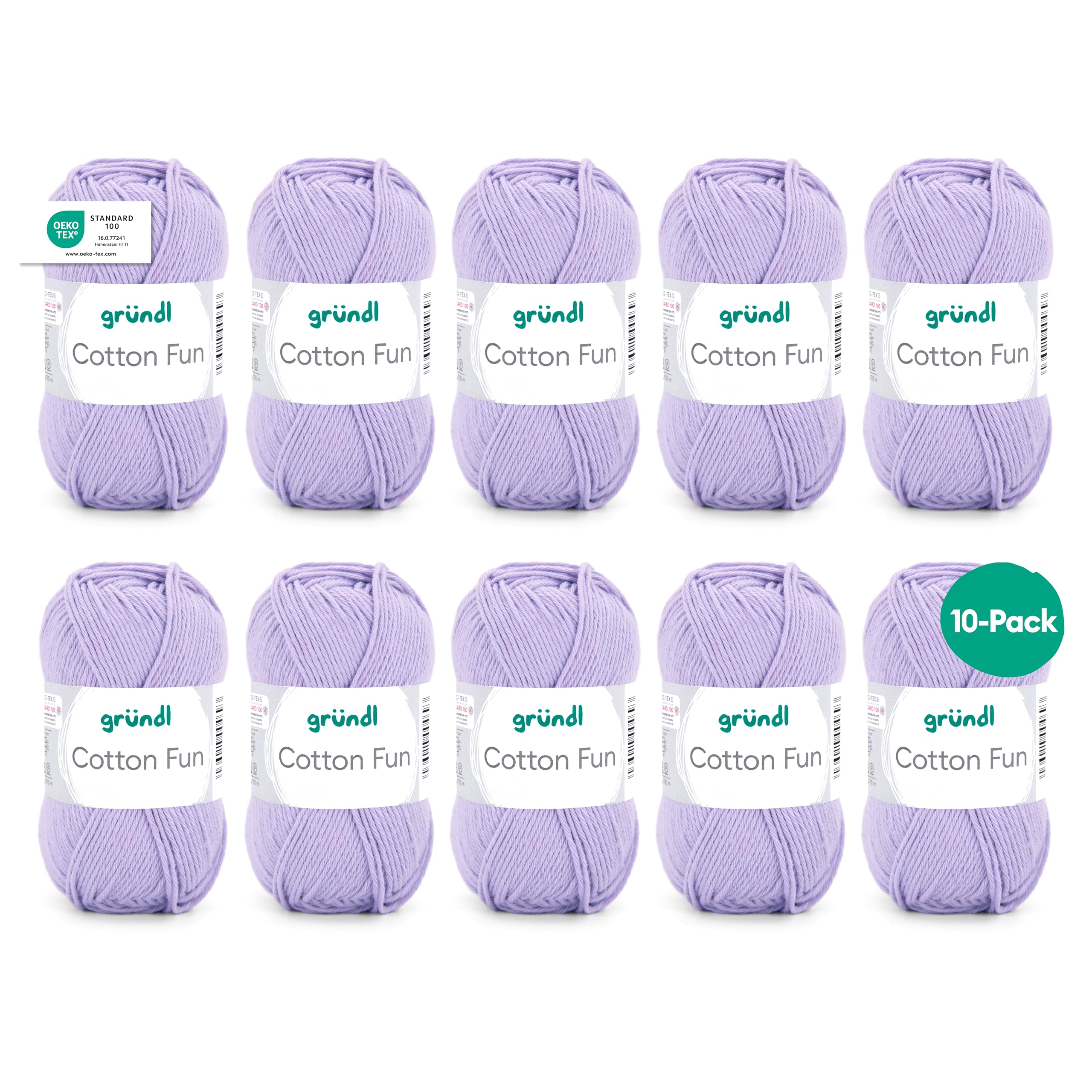 Gründl Cotton Fun Knitting Yarn Crochet Yarn Soft 100% Cotton Oeko-Tex Certified 50g/115m Needle Size 3-4 - per 50g Ball
