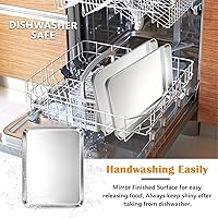 Vista 6 de Joyfair - Juego de bandejas para hornear de 16 pulgadas (2 unidades), bandejas de acero inoxidable para galletas, sartenes de metal comerciales