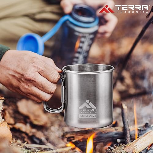 Miniatura 6 de Taza de camping de acero inoxidable, ligera y duradera, sin BPA, tazas de metal para aventuras al aire libre (17 onzas)
