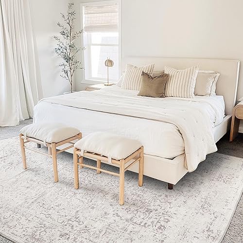 Vista 14 de StangH Alfombra para sala de estar, 5 x 7 pies, lavable, antideslizante, de lana sintética, alfombra de baño de pelo bajo, resistente, vintage