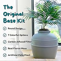 Vista 4 de Good Pet Stuff Kit original de caja de arena oculta y forro reutilizable, maceta redonda cerrada con plantas artificiales, sistema de filtro de olor