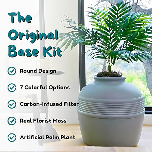 Miniatura 179 de Good Pet Stuff Kit original de caja de arena oculta y forro reutilizable, maceta redonda cerrada con plantas artificiales, sistema de filtro de olor