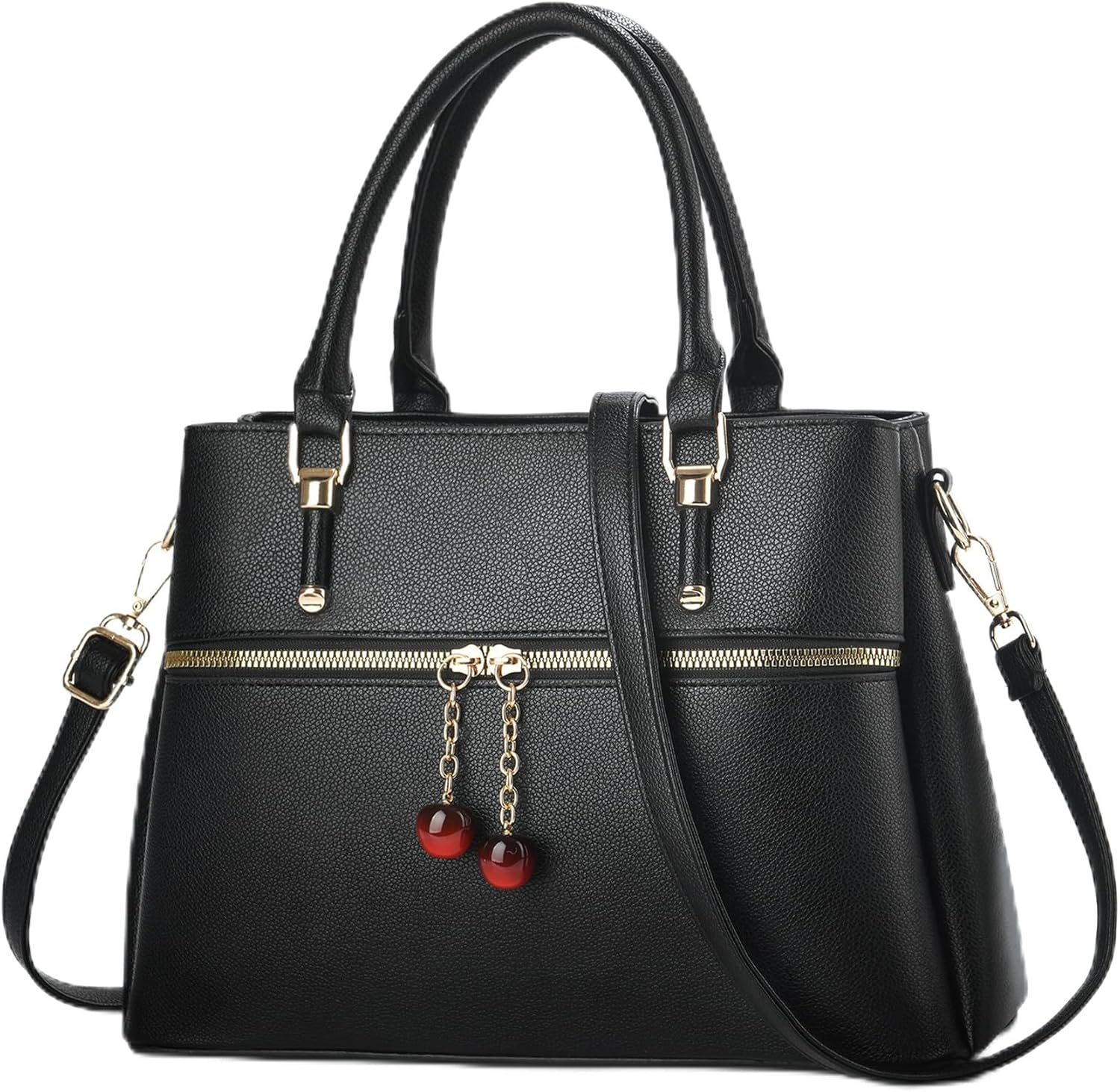 KURGOOL Dual-tone Purse Handbags for Women, 3 Zip Compartments Tote Bag, Trendy Leather Designer Shoulder Satchel Purses