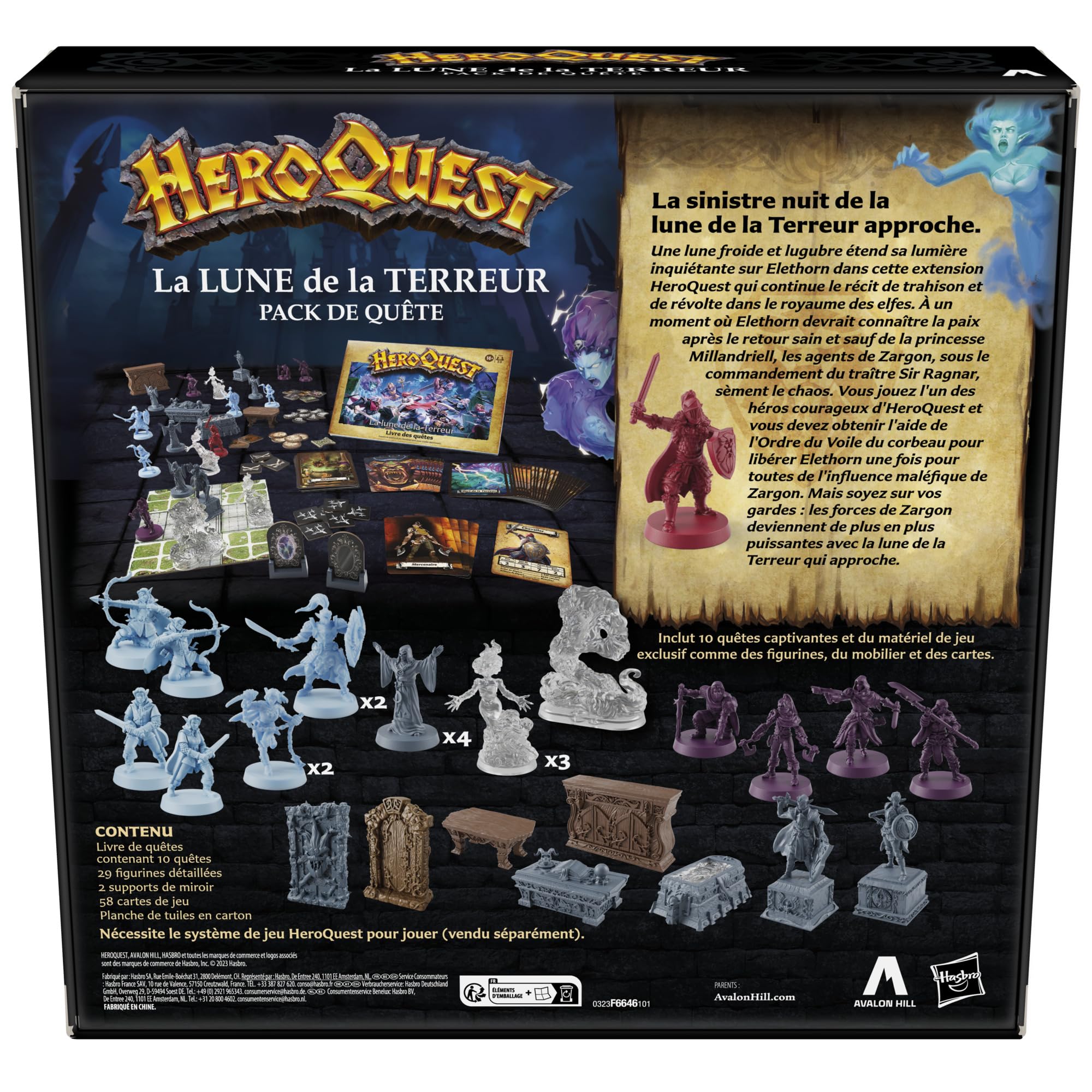 Avalon Hill HeroQuest, Paquete de misiones La Luna del Terror, Requiere Sistema de Juego HeroQuest, Juego de rol para 2 a 5 Jugadores, a Partir de 14 años, Verde, Azul y Blanco