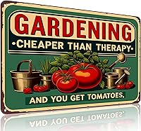 Smilelife Gardening Cheaper Than Therapy Vintage Tin Sign 8x12 Inch - Rustic Garden Patio She Shed Decor Gift