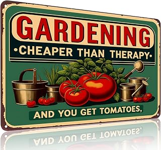 Smilelife Gardening Cheaper Than Therapy Vintage Tin Sign 8x12 Inch - Rustic Garden Patio She Shed Decor Gift