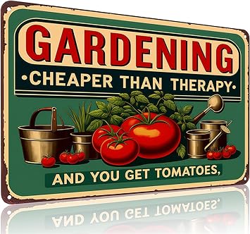 Smilelife Plants Gifts Gardening Cheaper Than Therapy Vintage Tin Sign for Garden Patio Porch Yard She Shed Decor 8x12 Inch3946
