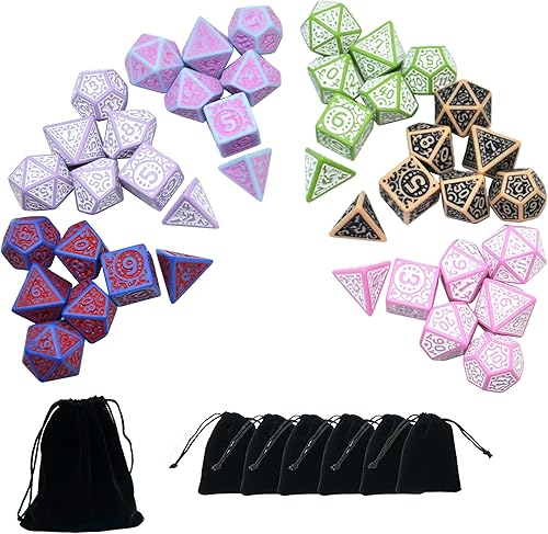 Miniatura 9 de Juegos de dados Smartdealspro para juegos de rol 5 juegos de 7 dados con bolsa gratis