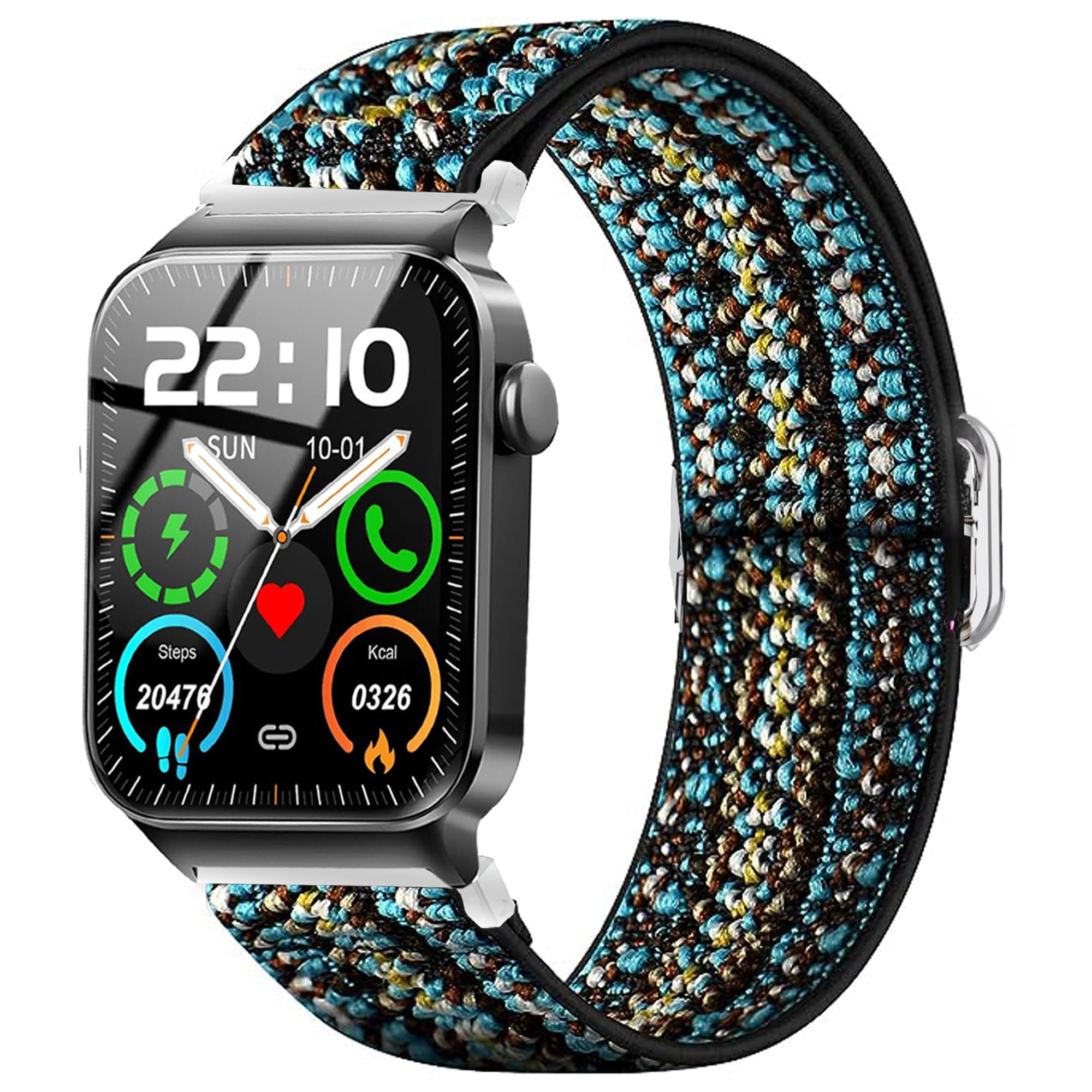 Blueshaweu for Donerton T50S T50H Smart Watch Stretch Elastics Nylon Adjustable Replacement Strap Accessories Compatible with Donerton T50S T50H 1.85"/Uaue T50S 1.85"/VKAROOD KC88 1.43" (Blue Sky)