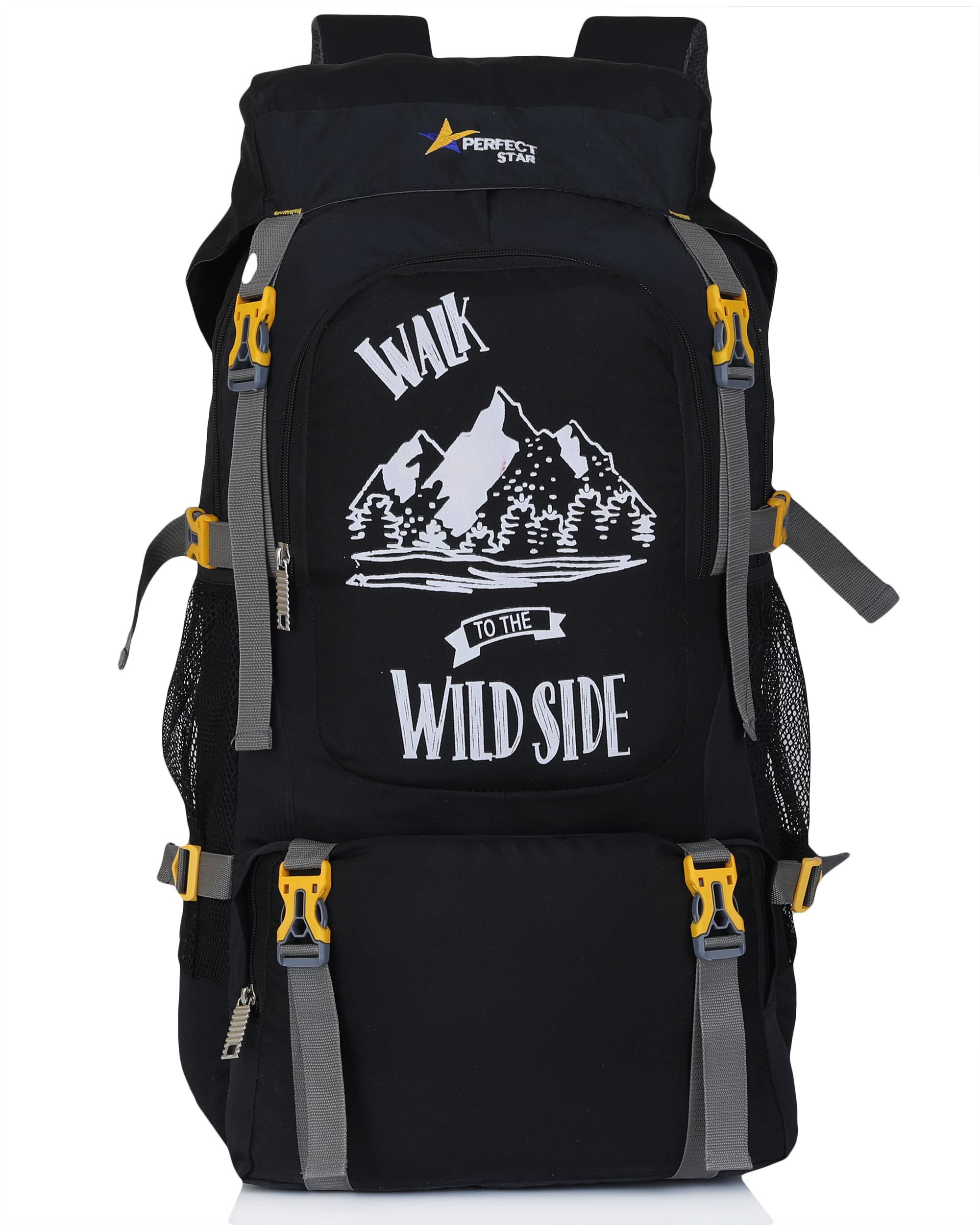Rucksack Hiking Trekking Travel Backpack For Shoe Compartment,Spacious Outdoor Sport Campaing Bag, 75 Litres, Black-image-26
