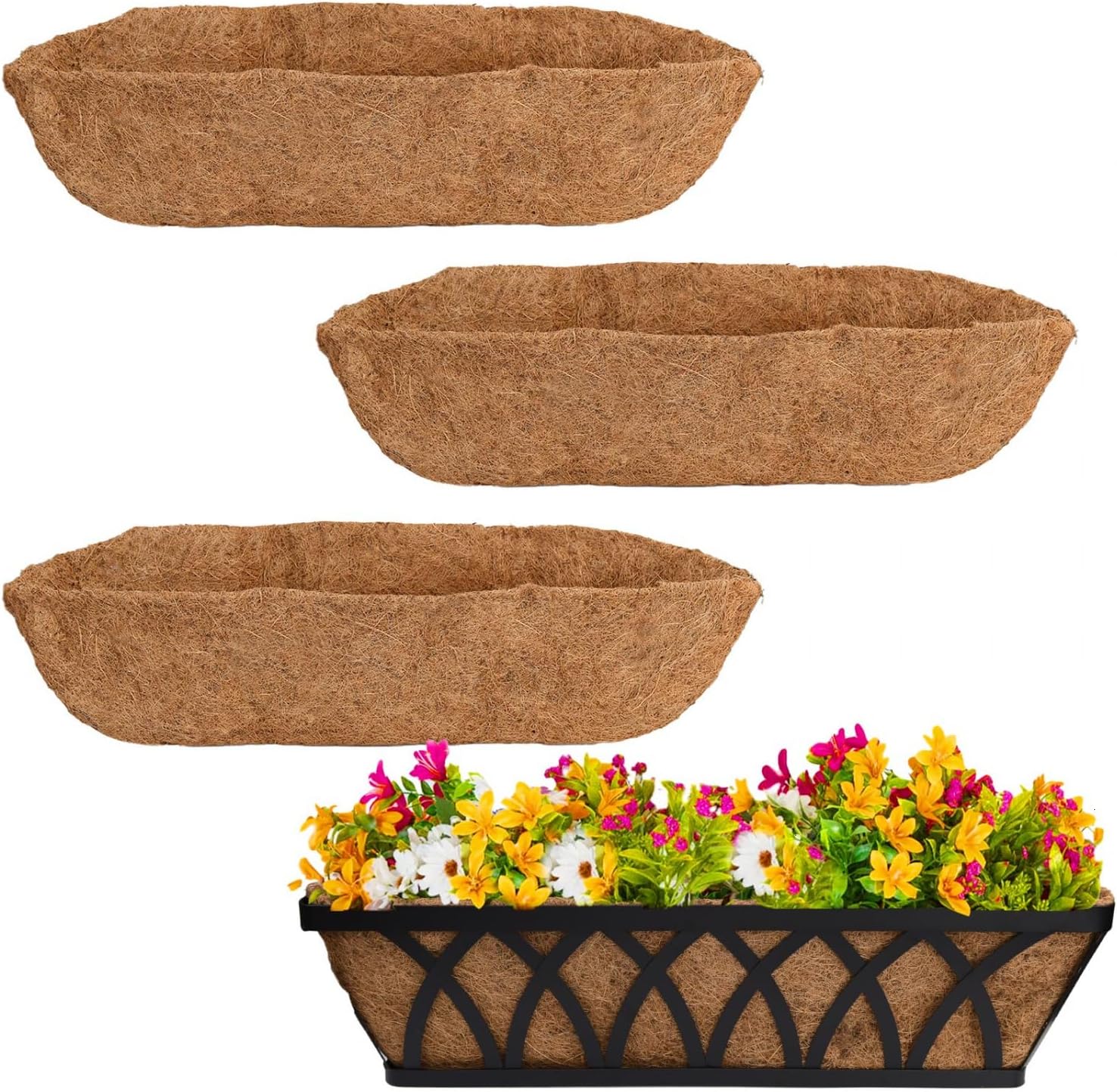 Vumdua 4 Pcs Coconut Liners for Planters 24 Inch Coco