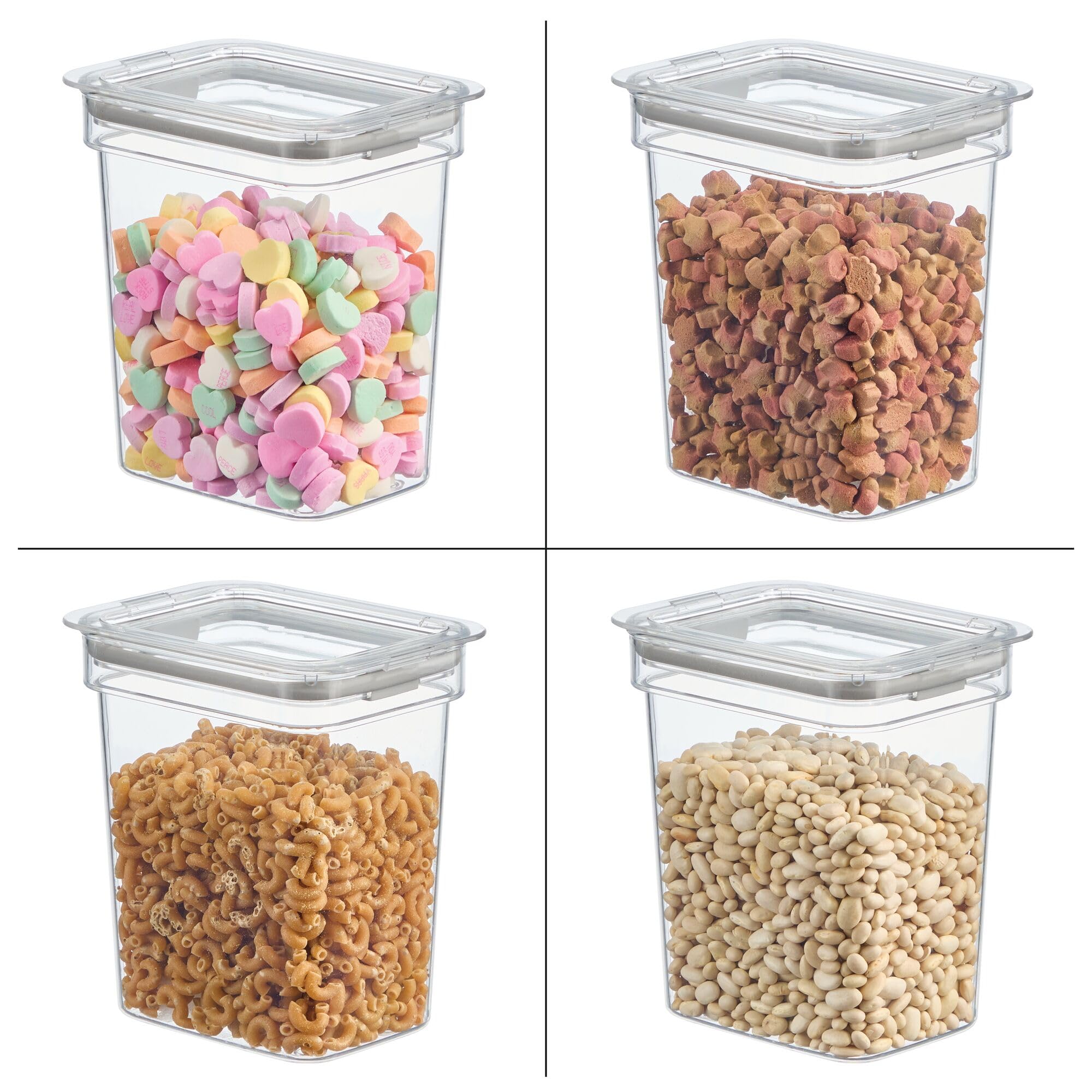 InterDesign iDesign - Set di 4 contenitori piccoli per alimenti con coperchio ermetico, per cucina o dispensa, colore: trasparente