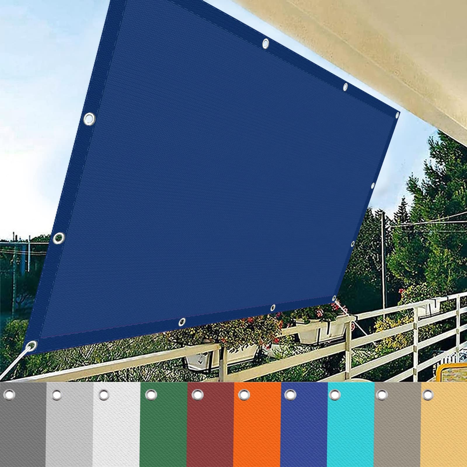Voile d'ombrage bleu foncé filet de protection solaire pour balcon
