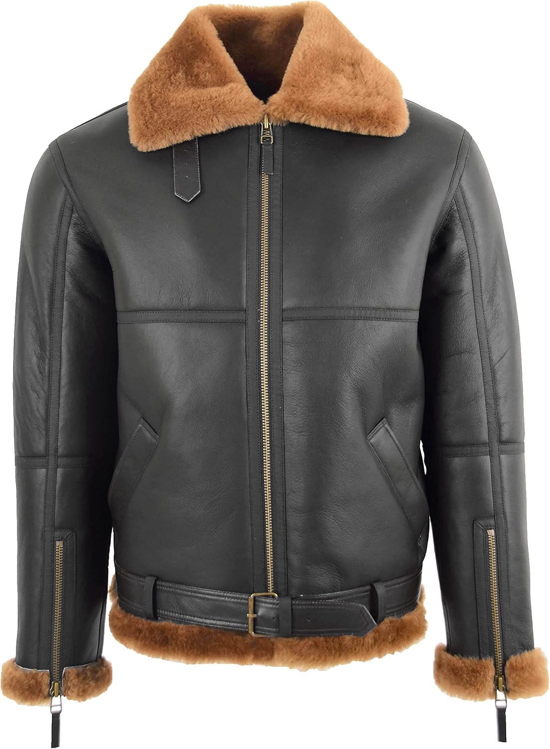 House of Leather Mens Original RAF Flying Sheepskin Shearling Jacket Tyler Brown Ginger