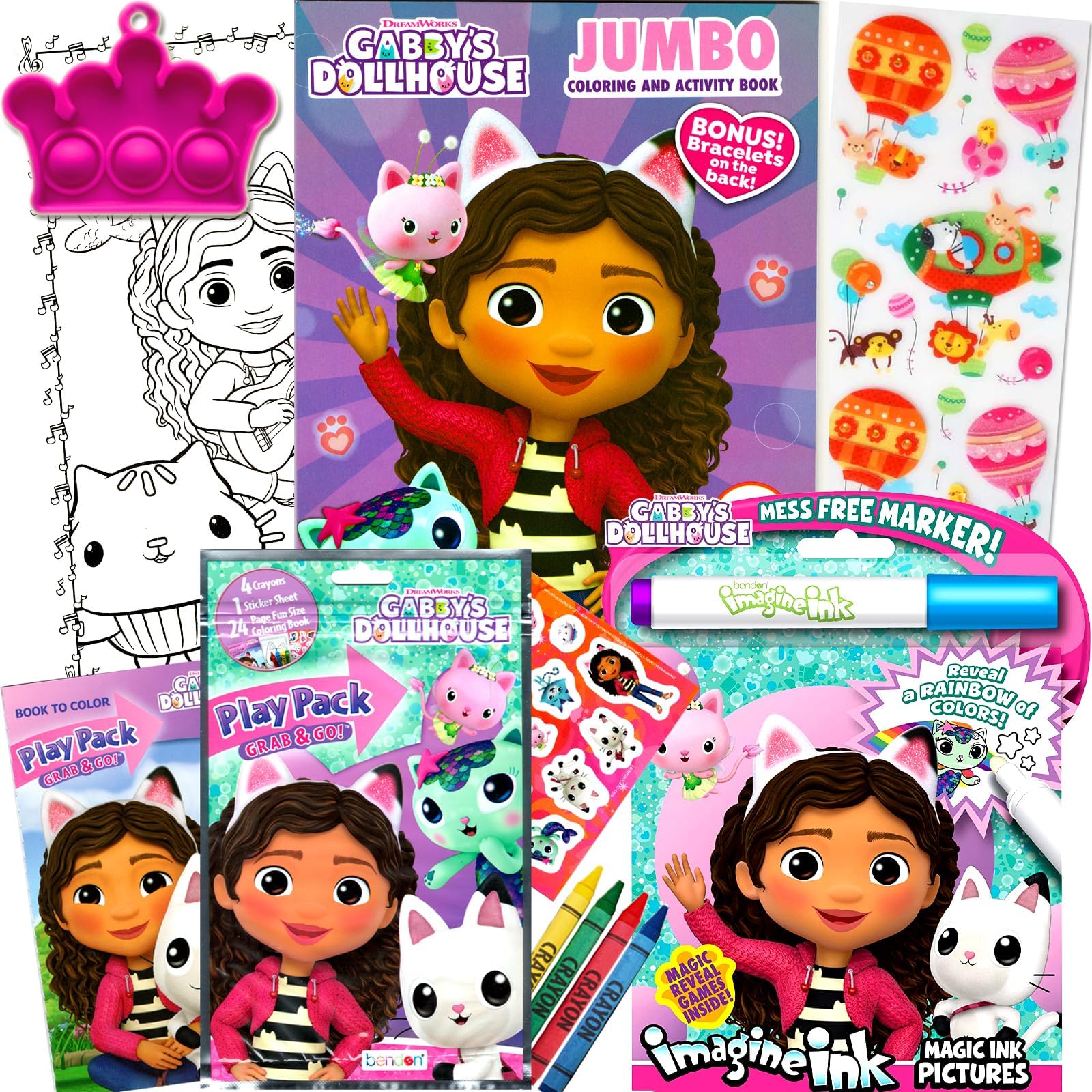 Gabby's Dollhouse Coloring and Activity Books Bundle with Imagine Ink Coloring Book, Play Pack, Stickers, and More