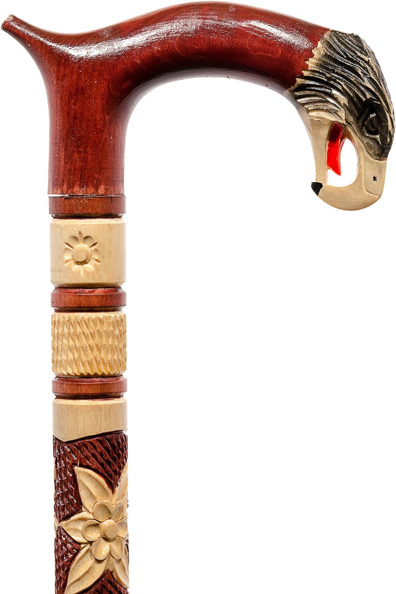 "WHITE EAGLE" hand carved wooden walking stick