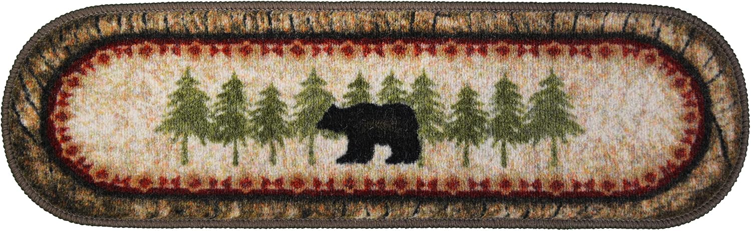 Mayberry Rug Cozy Cabin Stair Treads 9x30 3 Pack, Birch Bear, Brown