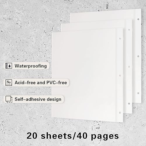 Miniatura 3 de Vienrose Recambio de página para álbum de fotos para carpeta de 3 anillas, páginas autoadhesivas, páginas de álbumes de fotos para tarjetas de fotos