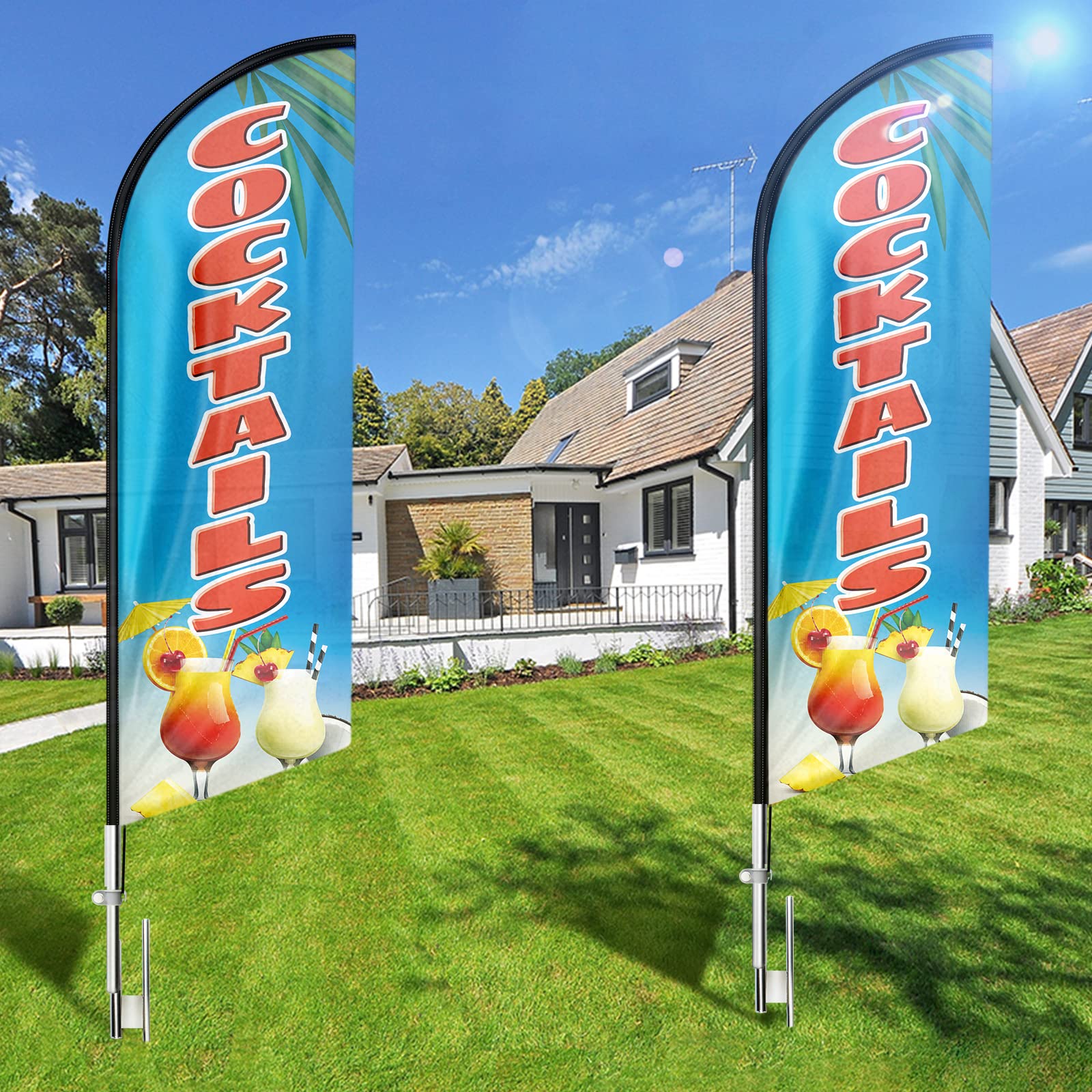Cocktail-Flagge, 2,4 m, Cocktail-Werbe-Federflagge, Cocktail-Banner für Unternehmen und Geschäfte (nur Flagge)