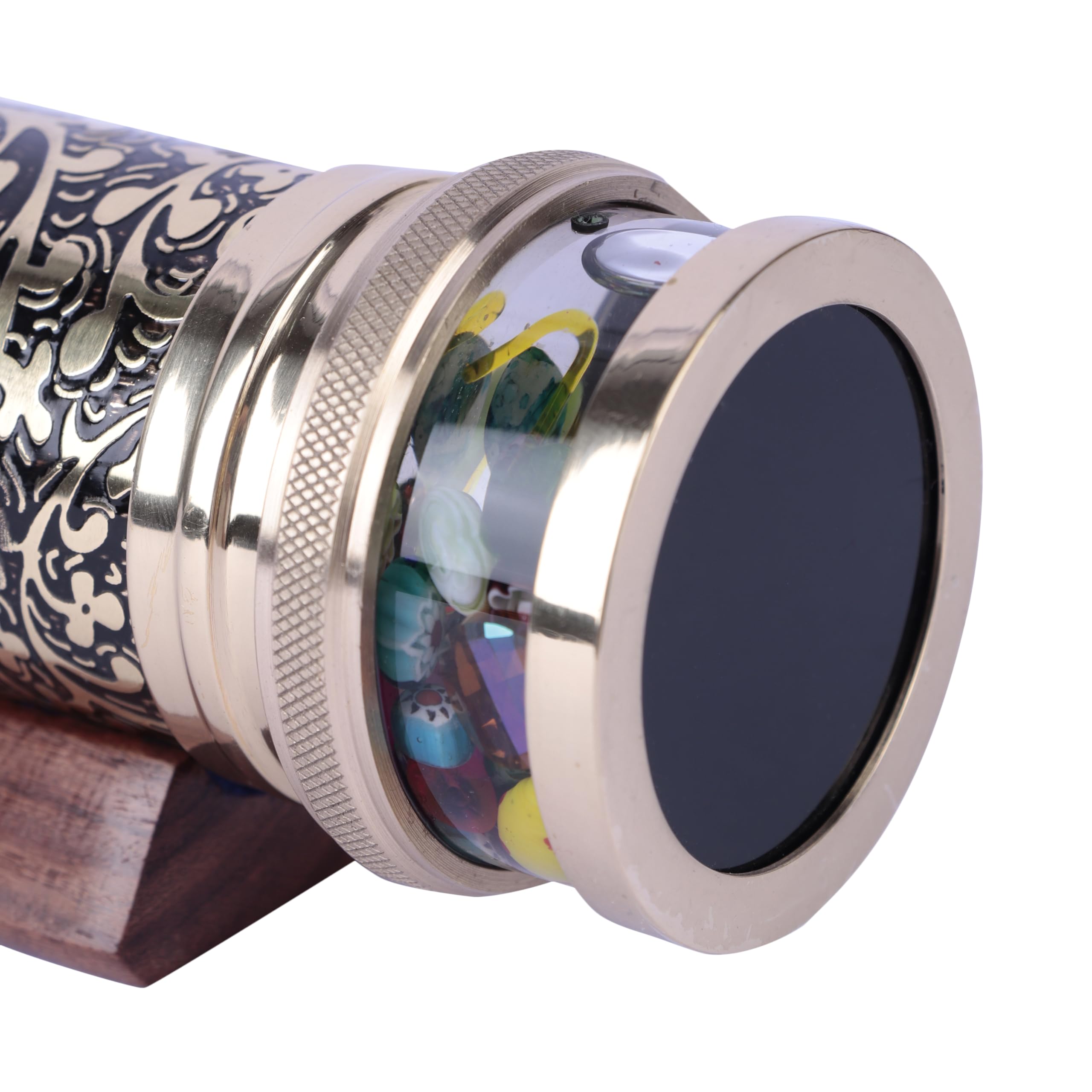 Handgefertigtes Öl-Kaleidoskop aus Messing, Blumengärten, säuregeätztes Vintage-Fass, ölgefüllte Zelle, 3-Spiegel-System, Holzsockel, einzigartiges Geschenk, Sammlerstück, personalisierte