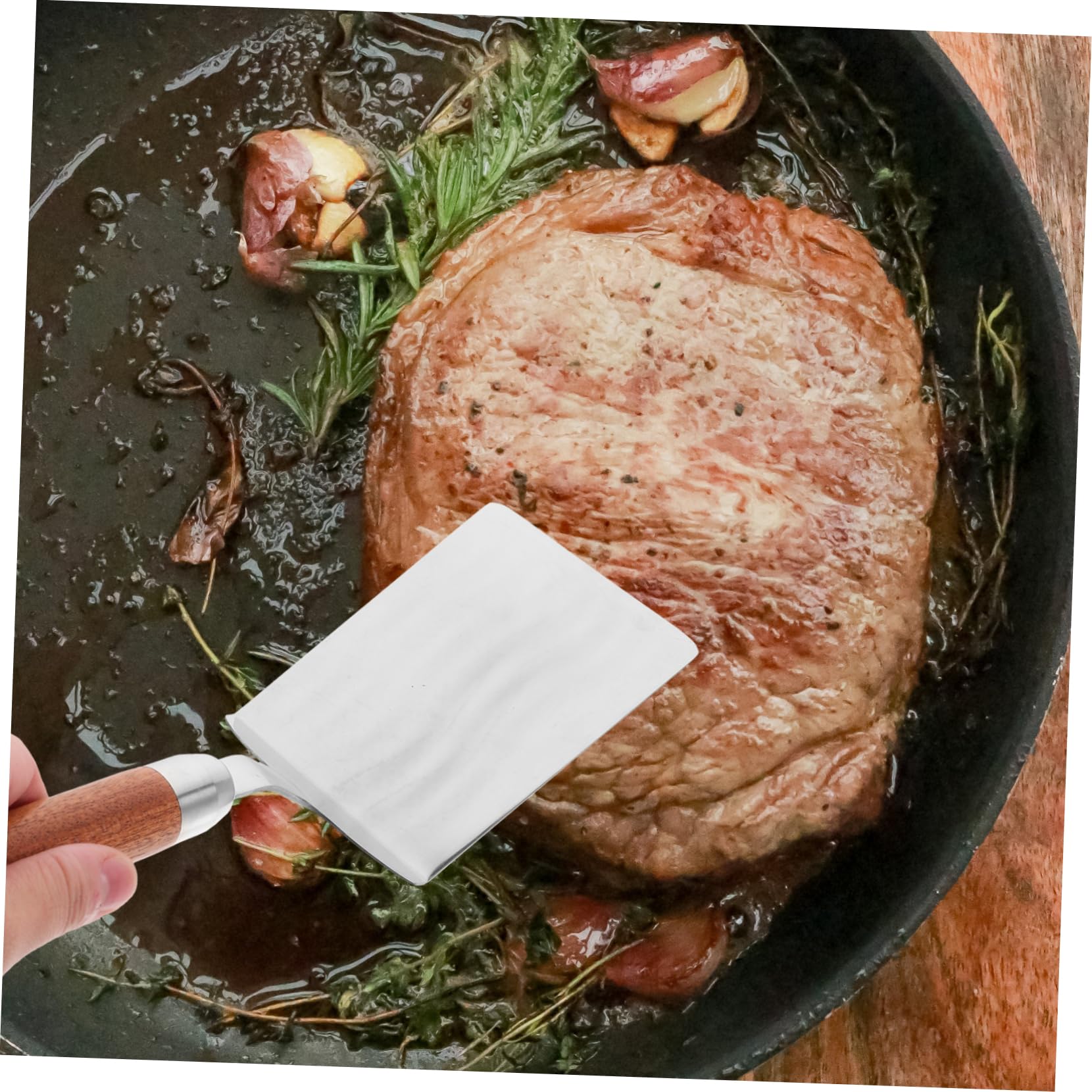 5st Kochspatel Küche Kochen Bratenspatel Steakschaufel Braten Küche Kochschaufel Bratspatel-werkzeug Tragbarer Bratspatel Steak-pfannenwender Restaurant-kochschaufel Hölzern SHOWERORO