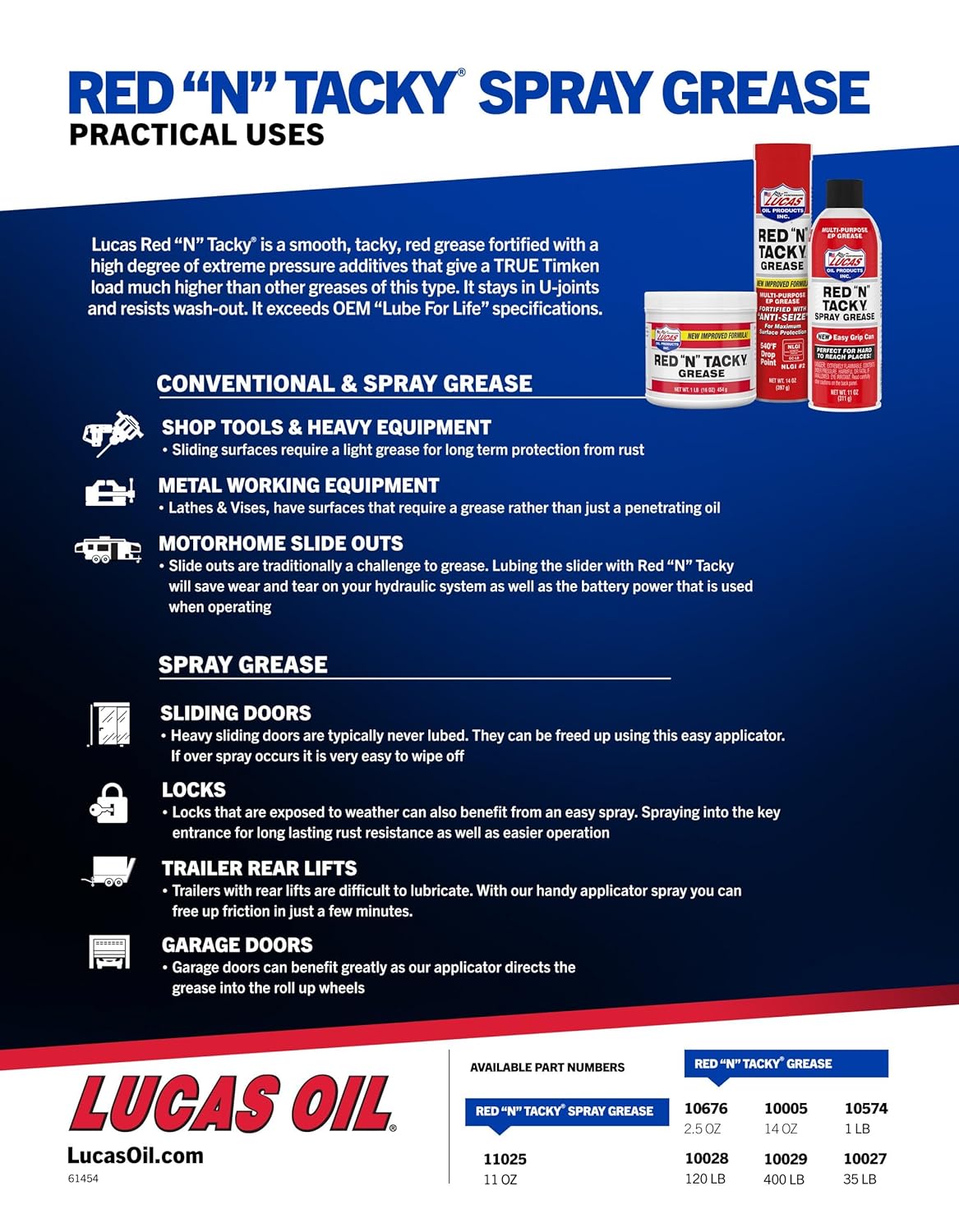 Lucas Red N Tacky Grease | Case of 5 | 1 lb Tub | NLGI #2 | Red Grease | Agriculture, Automotive, Industrial | Comes with One 16X16 Yellow KITLEY Microfiber Towel