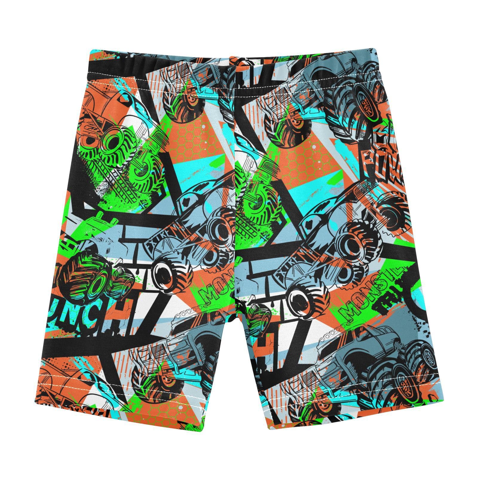 JHKKU Girls Monster Truck Shorts Cotton Cartwheel Bike Kids Biker Under Dress Dance Short Girl Clothes 10Y