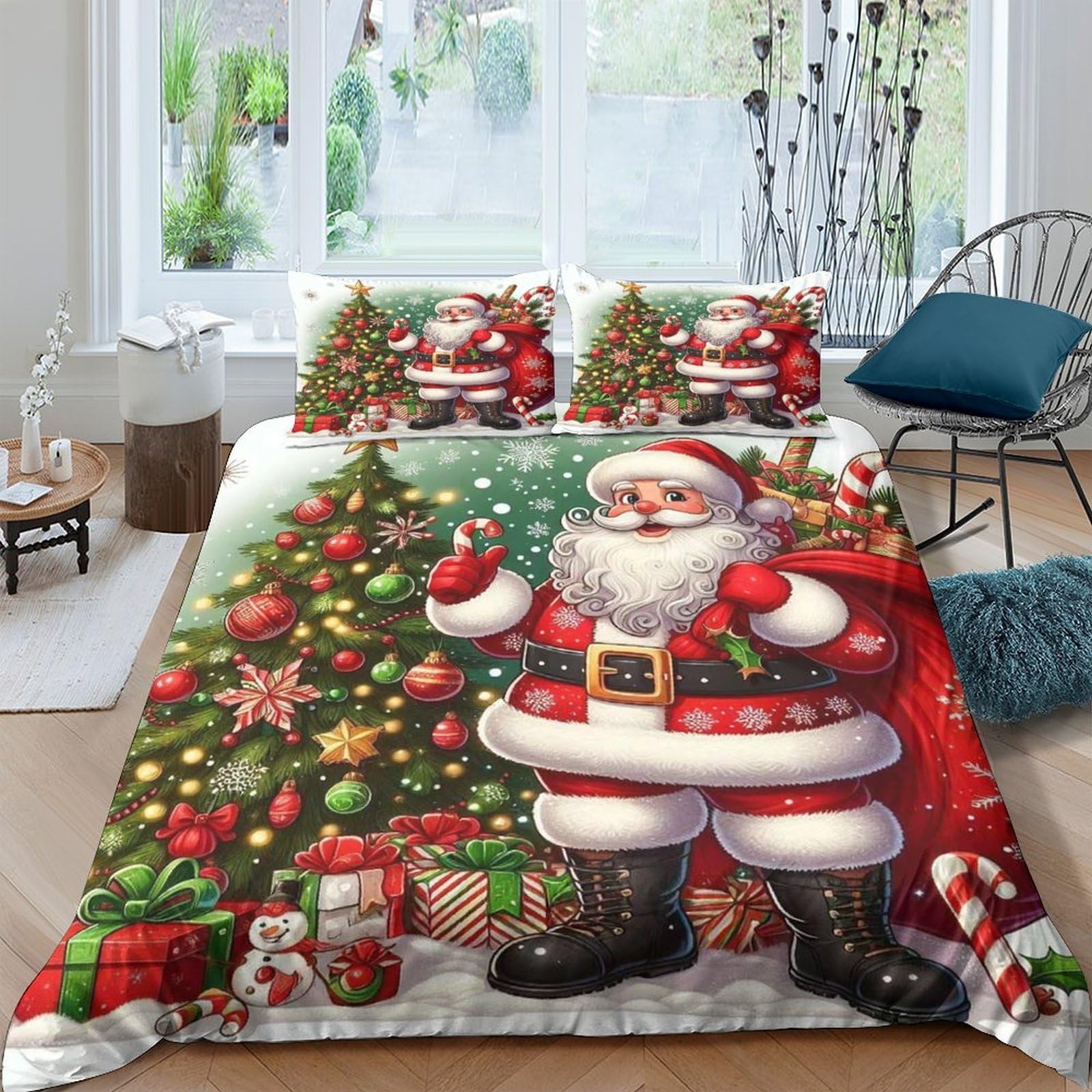 Ctjqhvkz Style-8 3D Printed Christmas Tree Fitted Sheet Microfiber Santa Claus Bed Cover For Bedroom Guest Room Decor Protection Single（135X200cm）