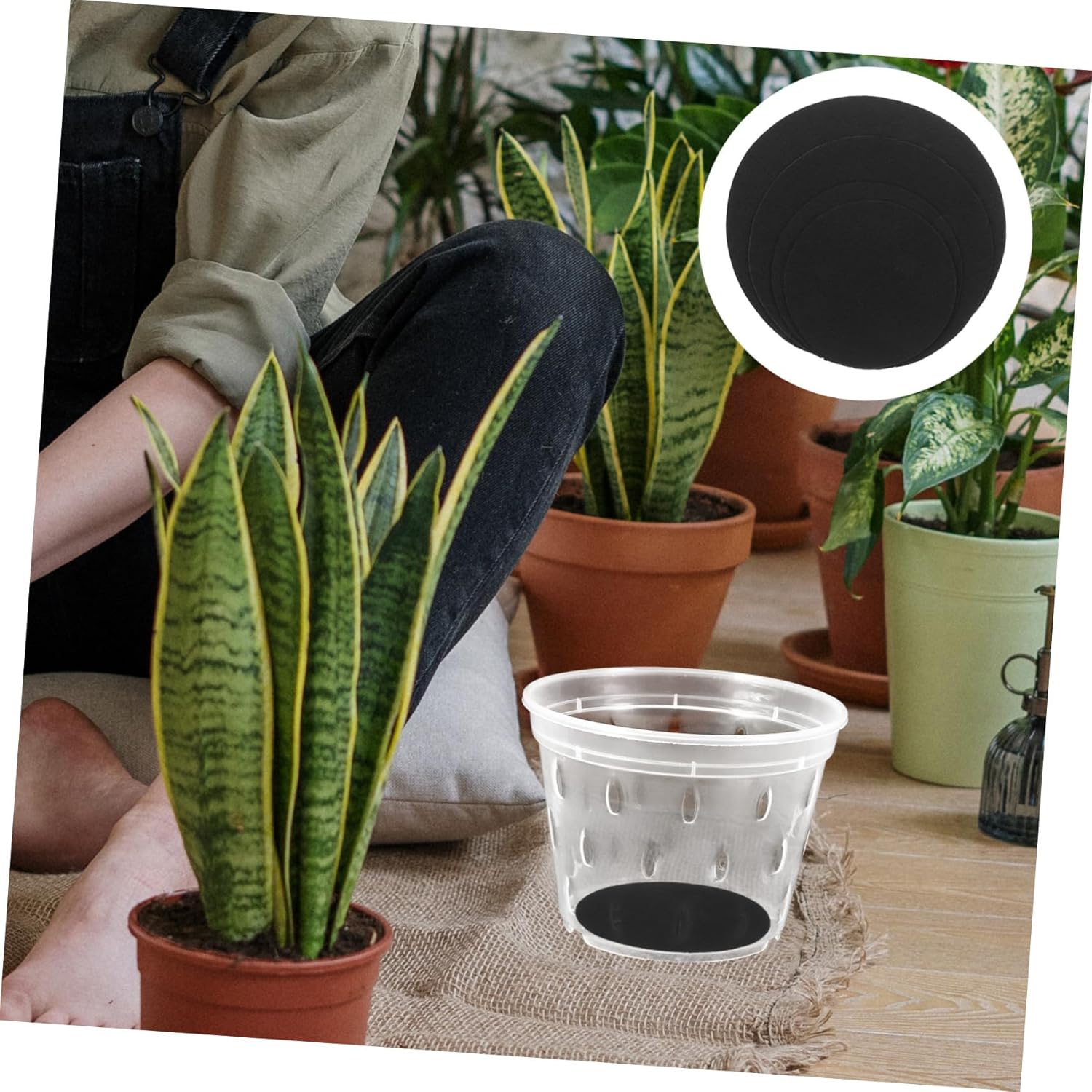 200pcs Round Flowerpot Pads Breathable Drainage Gaskets for Garden Pots Non-Woven Mats for Preventing Soil Leakage for Plants