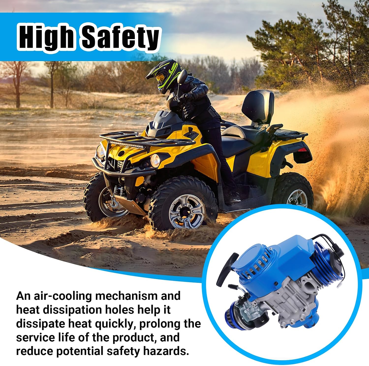 49CC 50CC 2-Stroke Engine, 1.8KW High Performance Racing Complete Engine, Single Cylinder Dirt Bike Motor Big Bore Racing Engine Motor Kit for 47CC/49CC Pocket Bike, Mini ATV, Scooters