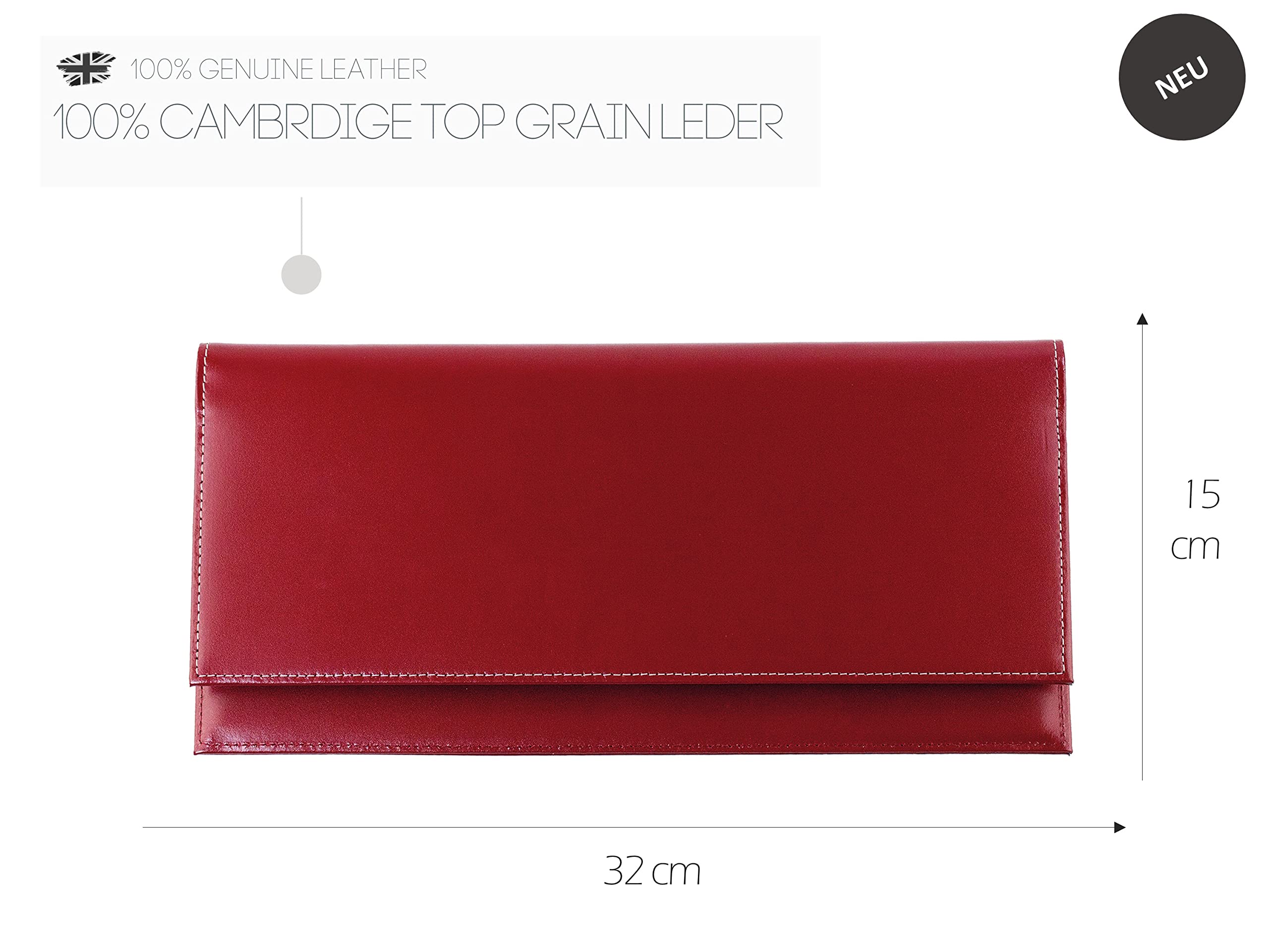 DELMON VARONE - Tischquerkalender 2027 Cambridge Top Grain Leder Rot - Tischkalender Quer 1 Woche auf 2 Seiten - Echtleder Wochenplaner Kalender - Büro & Schreibtisch Wochenkalender Organizer