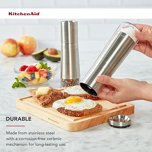 Miniatura 4 de KitchenAid Molinillo de sal relleno de acero inoxidable, 8 pulgadas