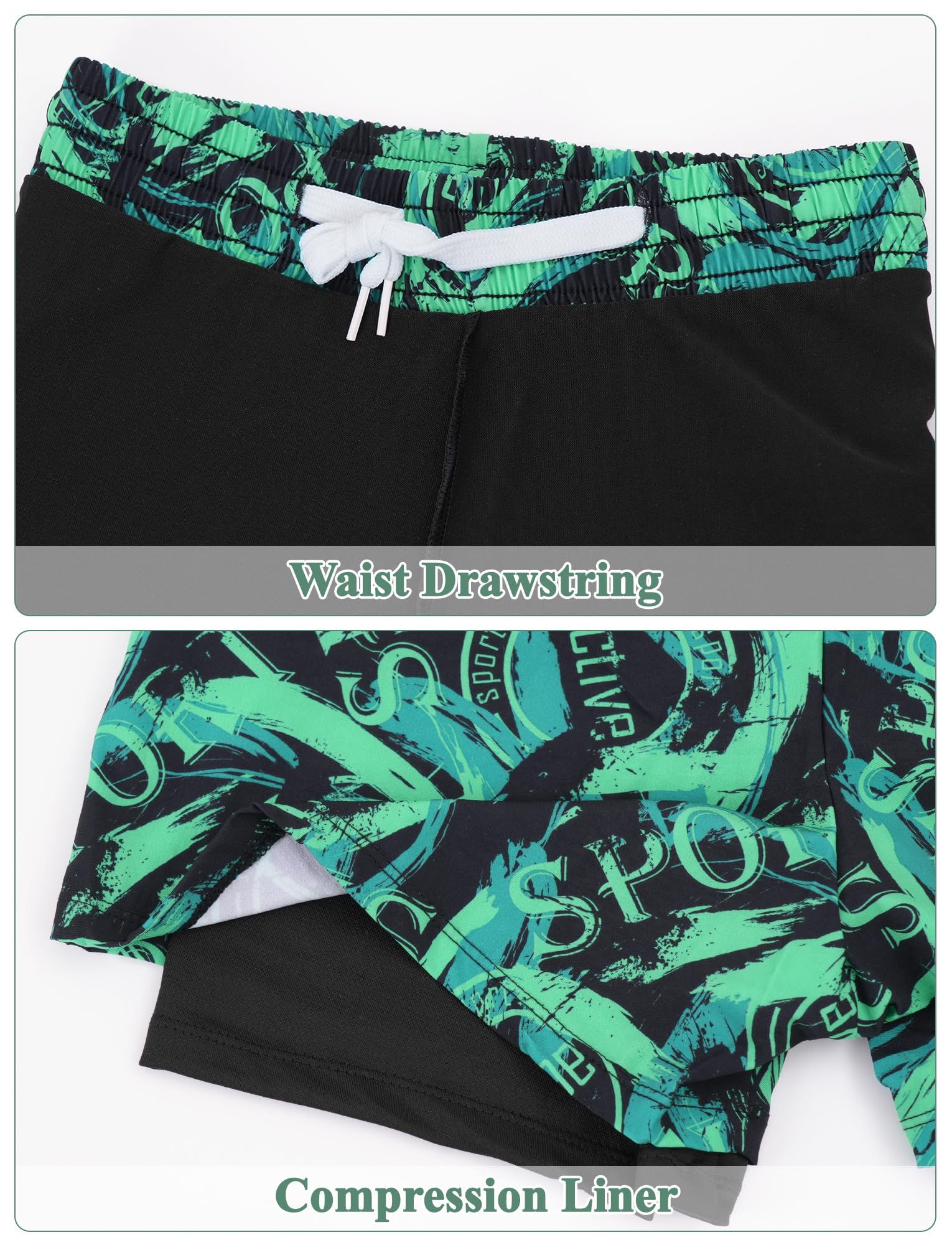 Maeau Maillot de Bain Enfant Ensemble 2 pcs Maillot de Bain +Shorts Maillot De Bain Natation/Plage/Piscine Confortable 9-15 Ans/140-190 CM